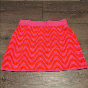 H&M Pink and Orange A-Line Mini Skirt